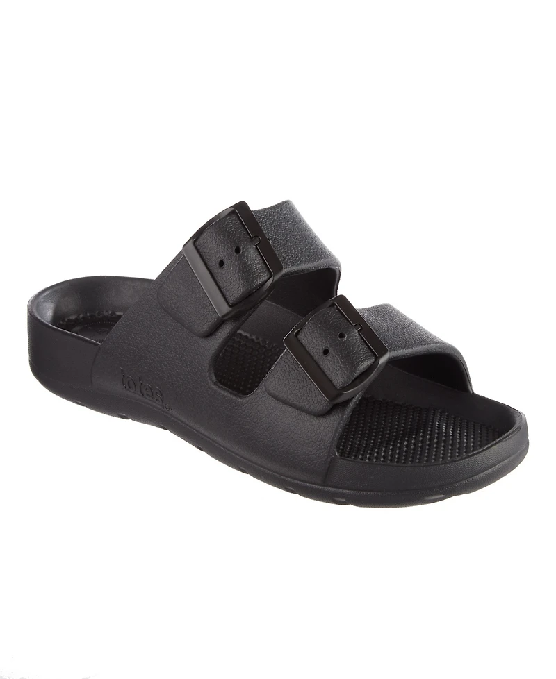 Totes Men's Double Buckle Adjustable Slides