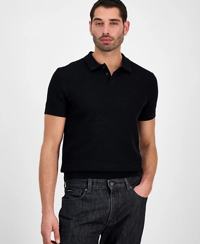 Guess Men's Raymond Short Sleeve Textured Polo Shirt
