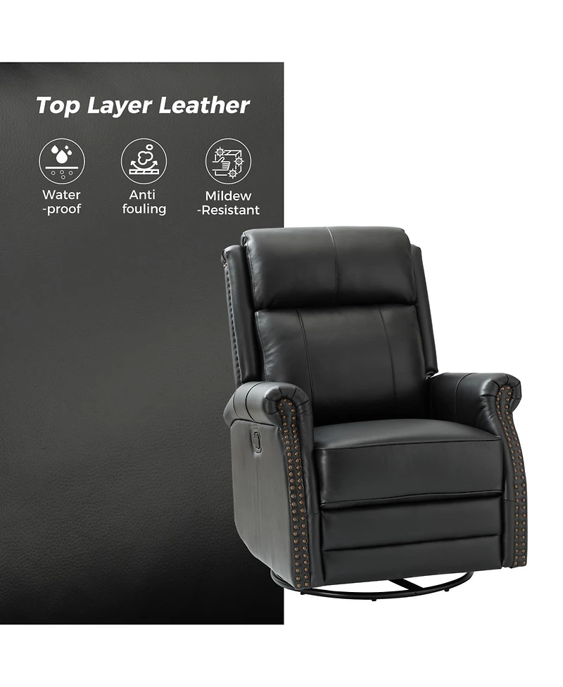 Osvaldo 30.5" Wide Genuine Leather Manual Recliner