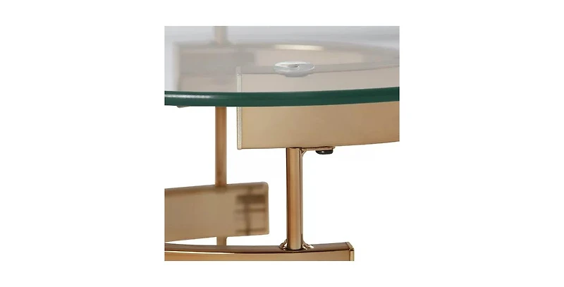 Contemporary Glass and Iron Round End Table for Side or Accent Use