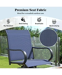 Gymax Outdoor Swivel Bar Stool Set of 2 w/Breathable Fabric and Heavy Duty Metal Frame Navy