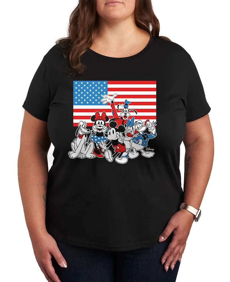 Hybrid Apparel Plus Disney Mickey and Gang American Flag Graphic T-Shirt