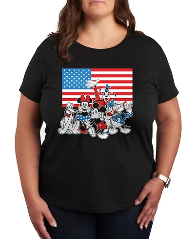 Hybrid Apparel Plus Disney Mickey and Gang American Flag Graphic T-Shirt