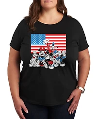 Hybrid Apparel Plus Disney Mickey and Gang American Flag Graphic T-Shirt