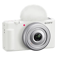 Sony Zv-1F Vlogging Camera, White Bundle with Accessory Kit,Shoulder Bag, Battery, Charger, Charger Plate, Protector, Cleaning Kit
