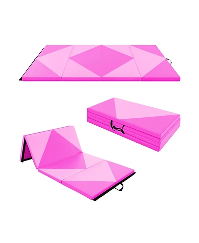 8 Feet Pu Leather Folding Gymnastics Mat with Hook and Loop Fasteners