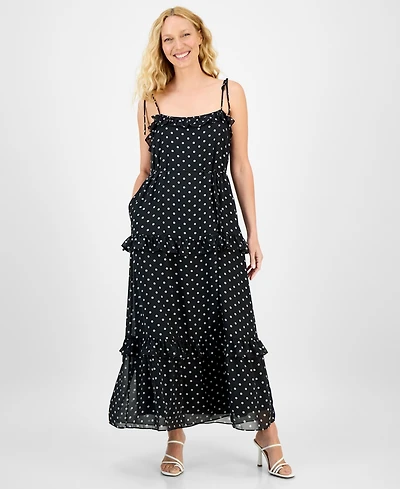 julia jordan Women's Tie-Strap Ruffle-Tier Maxi Dress