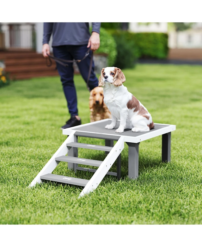 PawHut Wooden Dog Training Platform, Pet Training Place Board,