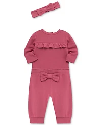 Little Me Baby Rose Headband, Bodysuit & Pants, 3 Piece Set