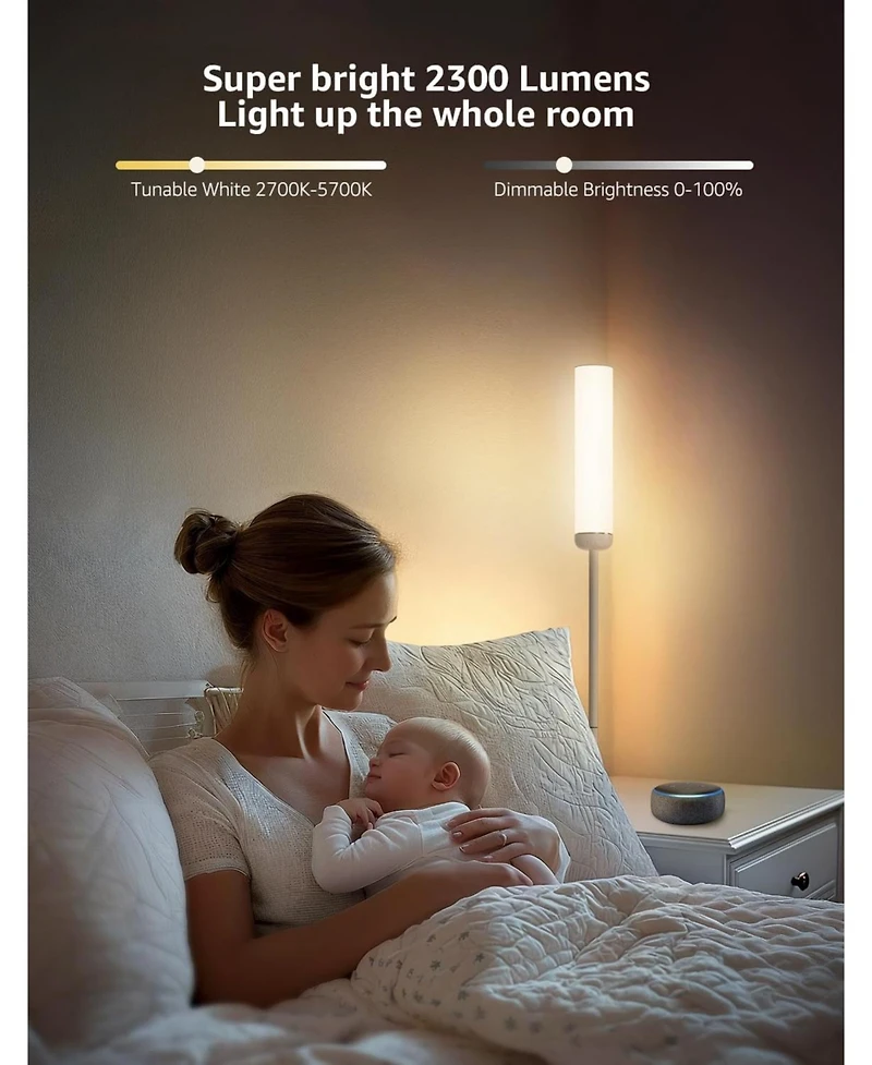 Lepro O1 Ai Smart Floor Lamp, 2300LM Led Standing Lamp App/WiFi Control, Alexa/Google Assistant Enabled, Modern Floor Lamp with Music Sync, Diy Mode,