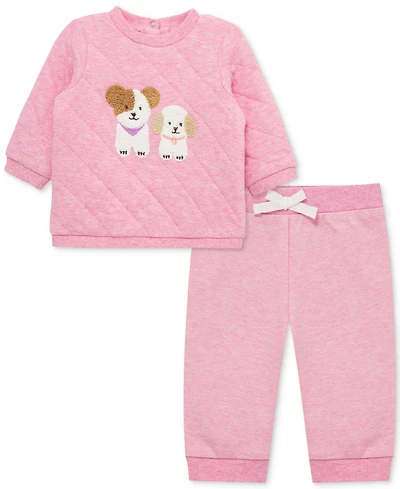 Little Me Baby Girls Cute Pups Sweatshirt & Pants, 2 Piece Set