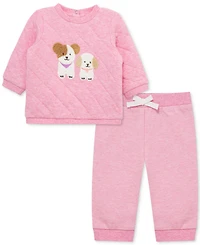 Little Me Baby Girls Cute Pups Sweatshirt & Pants, 2 Piece Set