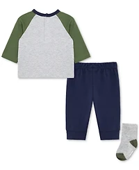 Little Me Baby Boys Football T-Shirt, Jogger Pants & Socks, 3 Piece Set
