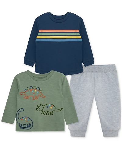 Little Me Baby Boys Dino T-Shirts & Jogger Pants, 3 Piece Set