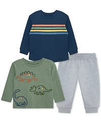 Little Me Baby Boys Dino T-Shirts & Jogger Pants, 3 Piece Set