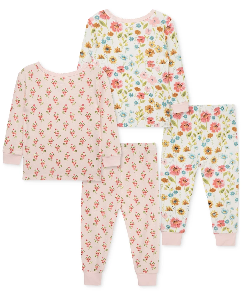 Little Me Baby Girls Floral Pajamas, 4 Piece Set