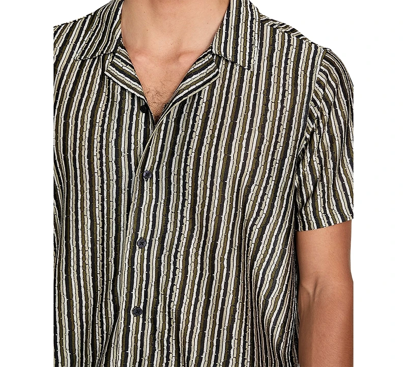 Guess Men's Wyatt Short Sleeve Striped Button-Front Camp