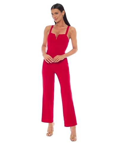 Bebe Women's Scuba Crepe Jumpsuit With Strap