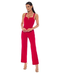Bebe Women's Scuba Crepe Jumpsuit With Strap