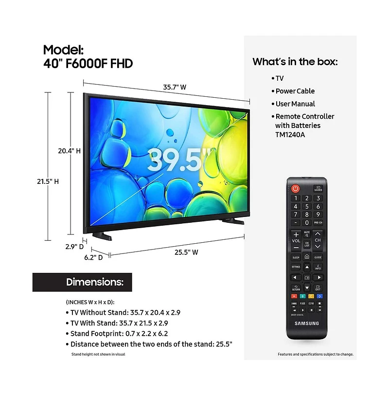 40" Class 4K Fhd Lcd Smart Tv - UN40F6000FFXZA