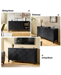 Silakan 60" 4-Doors Sideboard with Solid Wood Legs