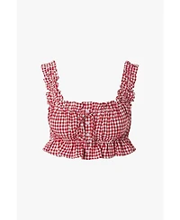 WeWoreWhat Women's Ruffle Button Up Crop Top