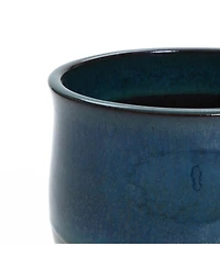 LuxenHome Blue and Green Ombre Round Decorative Ceramic Planter Pot