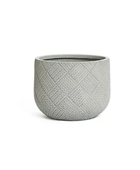 LuxenHome Misty Gray Glen Pattern 13.6-Inch Tall MgO Round Planter, Indoor and Outdoor