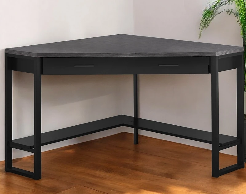 Corner Computer Desk 42" Sturdy Wood and Metal Frame for Home or Office Use