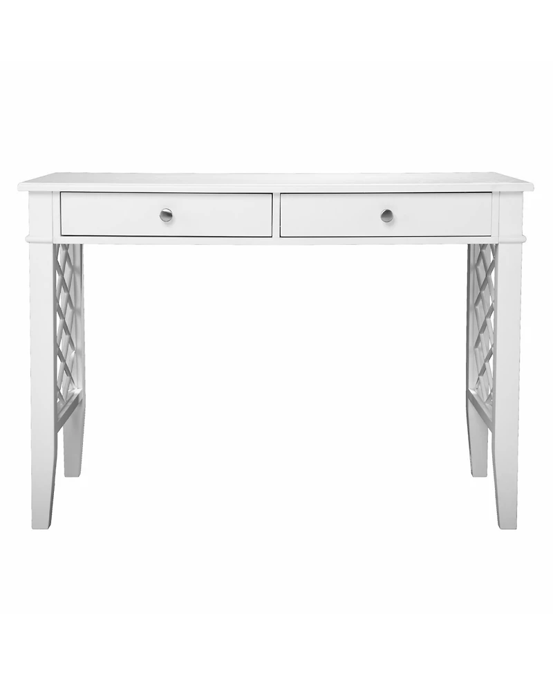 43" White Writing Desk With Two Drawers