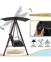 2-Seat Outdoor Canopy Swing with Comfortable Fabric Seat and Heavy-duty Metal Frame