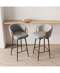 Set of 2 30 Inch Swivel Bar Stools with Upholstered Seats and Metal Legs Modern Counter Height Dining Chairs for Kitchen Island or Restaurant Use-The