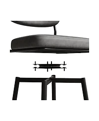 Set of Two Swivel Bar Stools with Leather Cushions, Metal Frame, Modern 360° Counter Height Chairs for Kitchen or Restaurant-The Pop Home