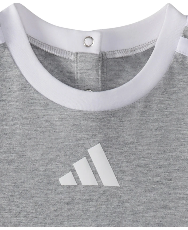 adidas Baby Boys 3-Stripe Short Sleeve Logo Romper