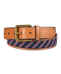Tommy Hilfiger Men's Prep Striped Ribbon Inlay Casual Belt