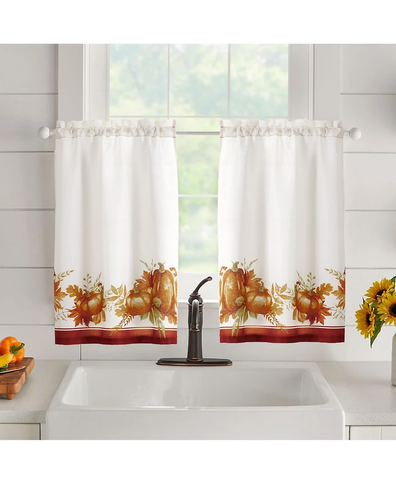 Elrene Home Fashions Autumn Pumpkin Grove Fall Kitchen Tiers and Valance 3-Piece Set
