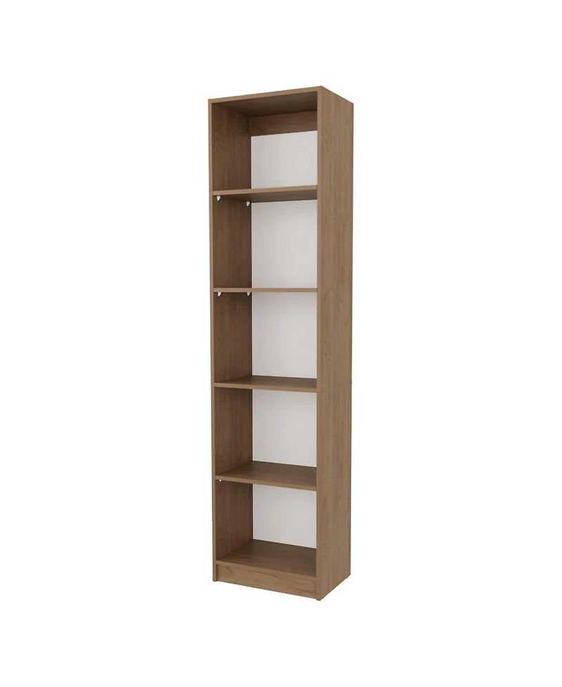 Beaver Balley Bookcase with Open Storage and 5 Shelves, Natural Oak and White
