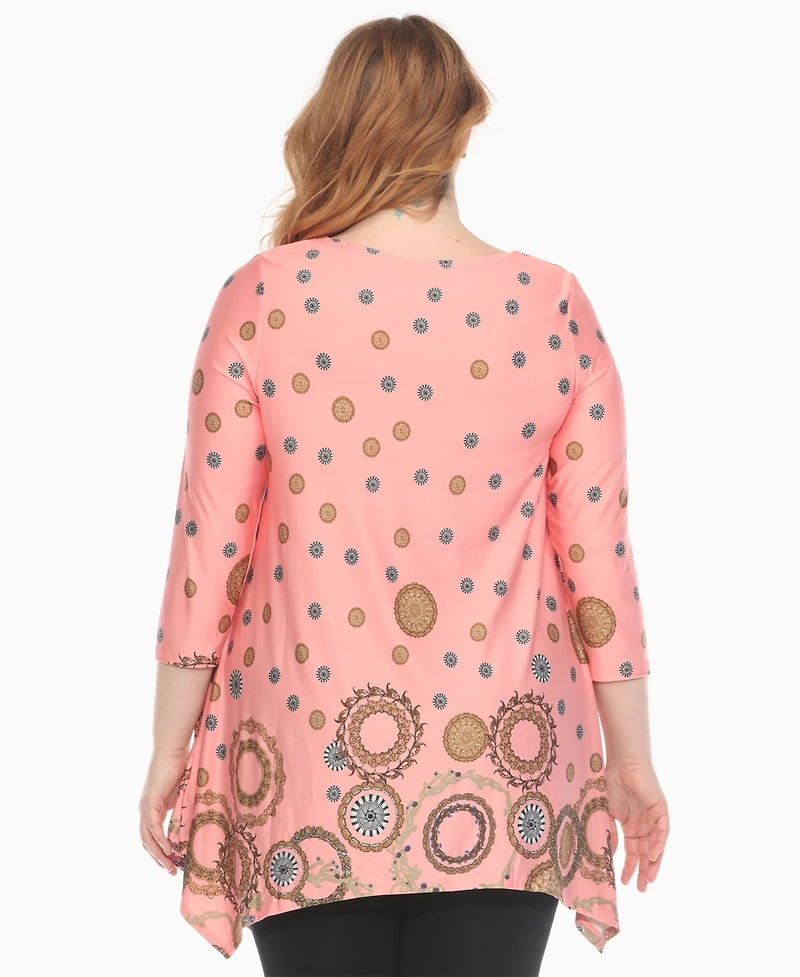 White Mark Plus Printed Flowy Hem Swing Top