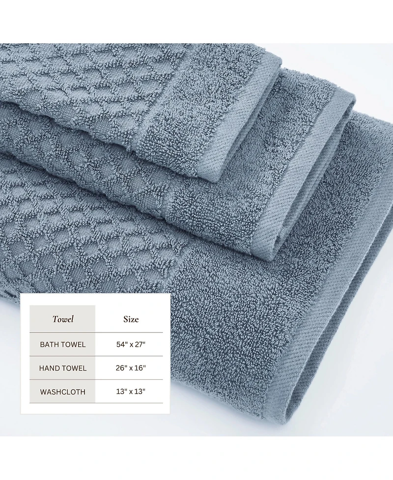 Linery & Co. Quick-Drying Cotton Diamond Waffle Textured 6-Piece Bath Towel Set