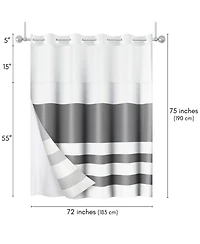 Americanflat 72x75 Hookless Shower Curtain - Abstract Shower Curtain with Sheer Panel, Snap-In Liner