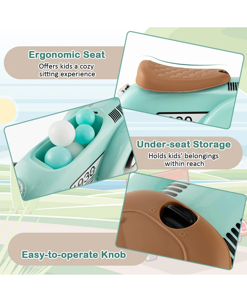 Kids Sit to Stand Vehicle with Working Steering Wheel and Under Seat Storage