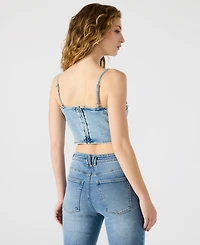 Steve Madden Women's Eras Embellished Cotton Denim Crop Top