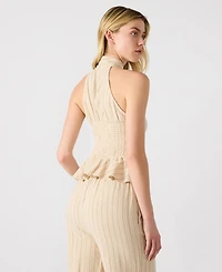 Steve Madden Women's Kosta Striped Halter Peplum Top