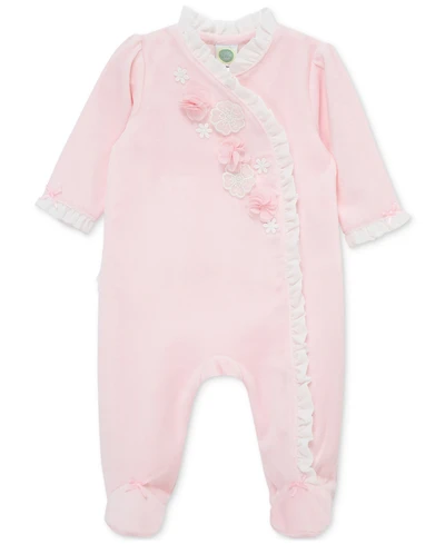 Little Me Baby Girls Flowers Velour Footed Coverall