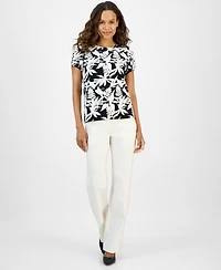 Ak Anne Klein Petite Printed Tulip-Sleeve Top