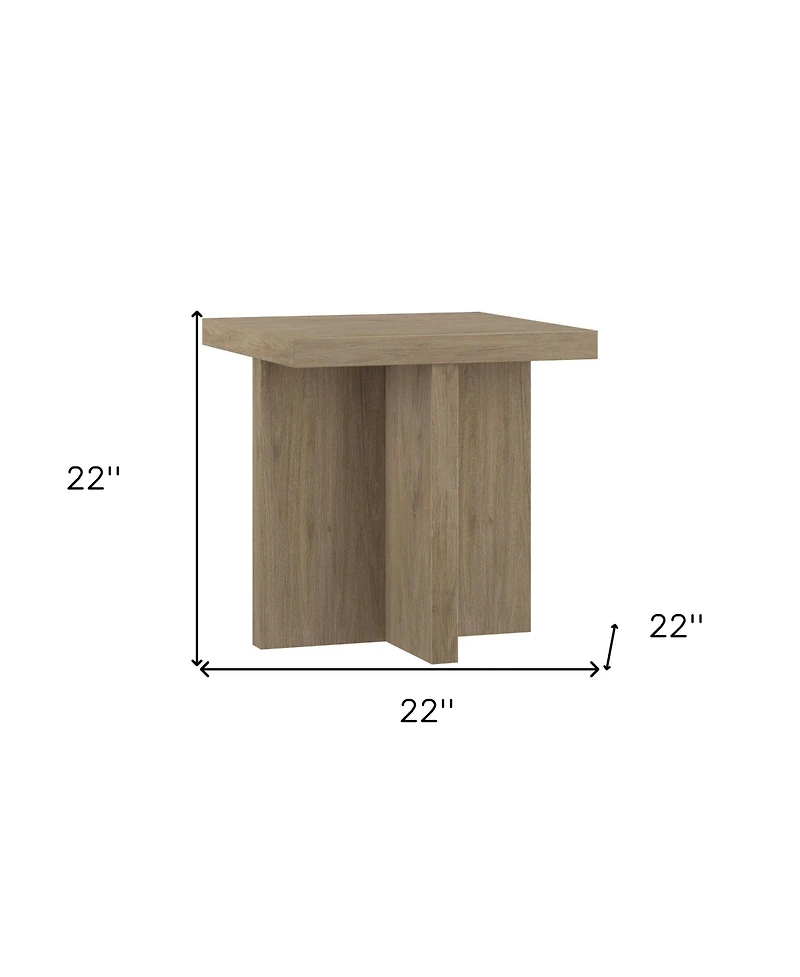 Modern Square Wood End Table 22-Inch Compact Side for Home Decor