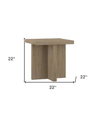 Modern Square Wood End Table 22-Inch Compact Side for Home Decor