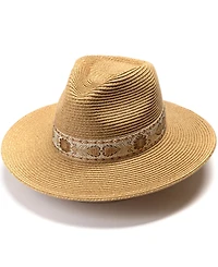 Vince Camuto Panama Hat with Metallic Embroidered Band