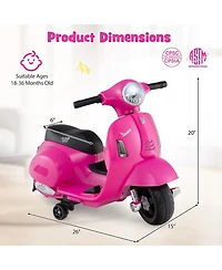 Licensed Vespa Kids Ride on Motorcycle with Led Headlight and Horn Sound