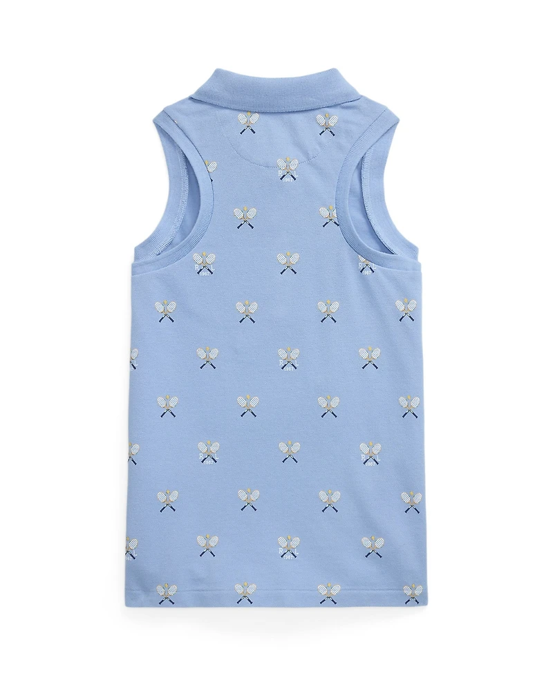 Polo Ralph Lauren Big Girls Tennis Print Mesh Sleeveless Shirt